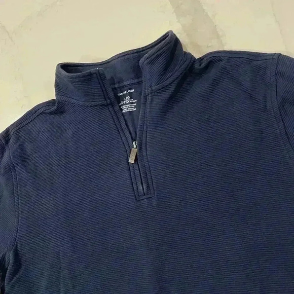 Van Heusen Classic Fit 1/4 Zip Long Sleeve Pullover Sweater Navy Blue Mens Large - Picture 2 of 6